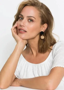 bonprix Schmuck|Schuhe & Accessoires In Spezialgrößen·Schmuck^Ohrstecker schwarz/natur