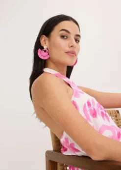 bonprix Schuhe & Accessoires In Spezialgrößen·Schmuck|Schmuck^Ohrstecker in Strohoptik fuchsia/goldfarben