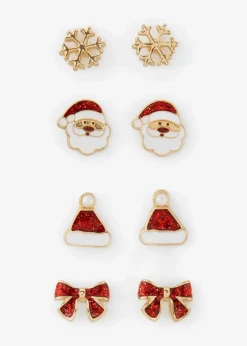 bonprix Schmuck|Schuhe & Accessoires In Spezialgrößen·Schmuck^Ohrstecker (8-tlg. Set) goldfarben