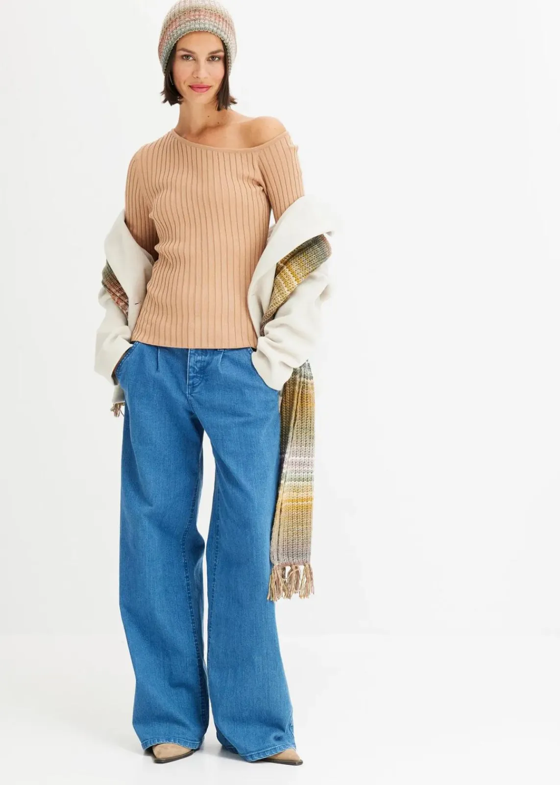 bonprix Bekleidung·Umstandsmode|Strickmode^One Shoulder Rib-shirt cappuccino