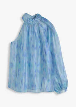 bonprix Blusen & Tuniken^One-Shoulder Chiffonbluse mit leichter Transparenz blau bedruckt