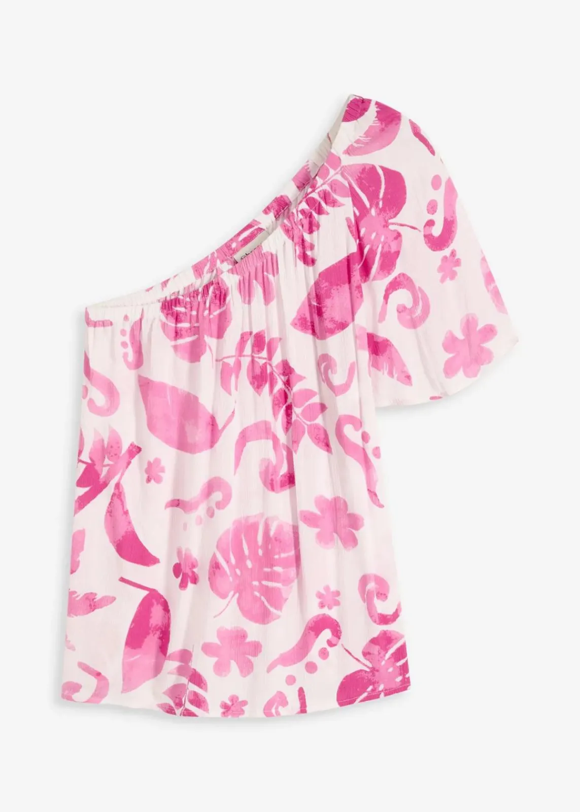 bonprix Nachhaltigere Materialien|Blusen & Tuniken^One-Shoulder-Bluse aus strukturierter Viskose weiß/fuchsia floral