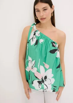 bonprix Blusen & Tuniken|Shirts & Tops^One-Shoulder-Blusentop grün geblümt