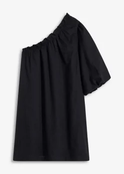 bonprix Bekleidung·Pullover & Strickjacken|Kleider^One-Shoulder-Kleid aus Baumwolle schwarz