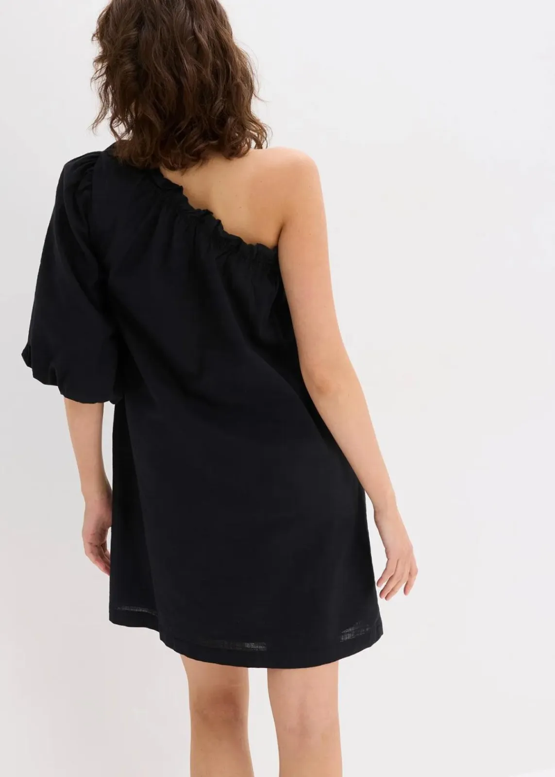 bonprix Bekleidung·Pullover & Strickjacken|Kleider^One-Shoulder-Kleid aus Baumwolle schwarz
