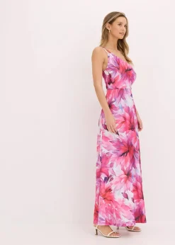 bonprix Bekleidung·Pullover & Strickjacken|Festliche Mode^One-Shoulder-Kleid aus strukturiertem Crepe weiß/pink geblümt