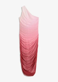 bonprix Kleider^One-Shoulder-Kleid mit Mesheinsatz pflaumenrot
