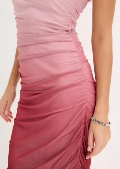 bonprix Kleider^One-Shoulder-Kleid mit Mesheinsatz pflaumenrot