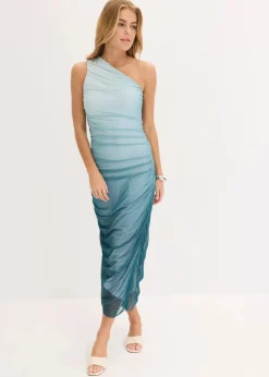 bonprix Kleider^One-Shoulder-Kleid mit Mesheinsatz pfeffergrün