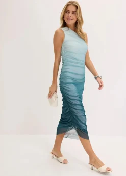 bonprix Kleider^One-Shoulder-Kleid mit Mesheinsatz pfeffergrün