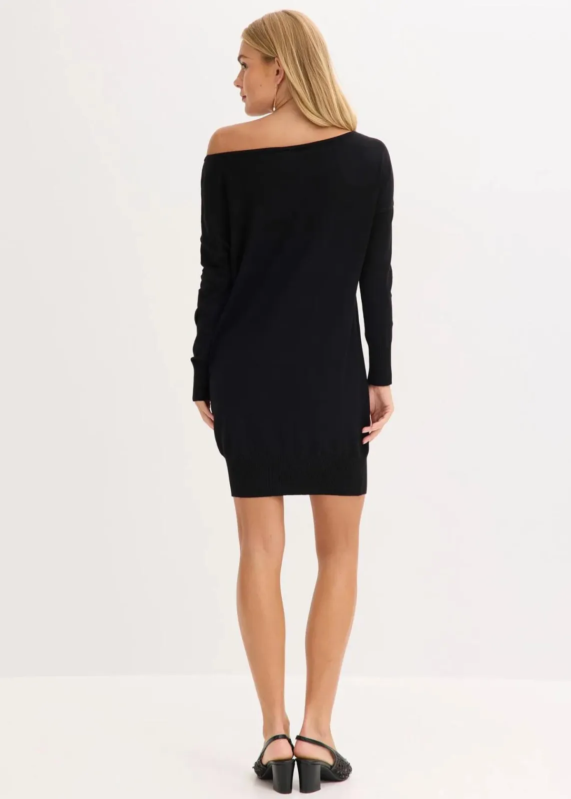 bonprix Bekleidung·Umstandsmode|Bekleidung·Pullover & Strickjacken^One-Shoulder-Strickkleid schwarz