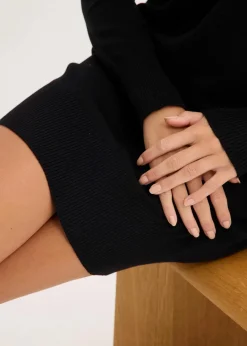 bonprix Bekleidung·Umstandsmode|Bekleidung·Pullover & Strickjacken^One-Shoulder-Strickkleid schwarz