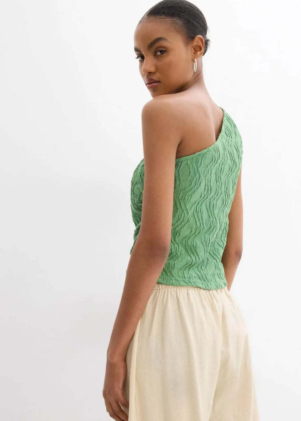 bonprix Shirts & Tops^One-Shoulder-Top in Struktur Optik efeugrün