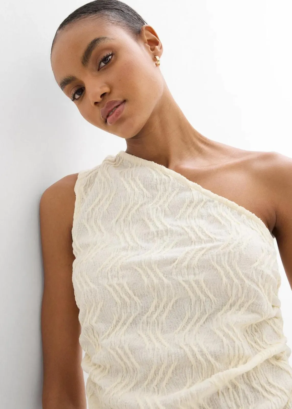 bonprix Shirts & Tops^One-Shoulder-Top in Struktur Optik cremeweiß