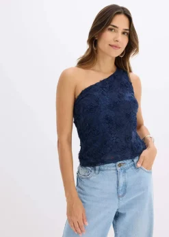 bonprix Shirts & Tops^One-Shoulder-Top mit Stickerei blau