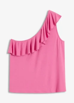bonprix Shirts & Tops^One-Shoulder-Top mit Volant aus softem Viskose-Mix lilapink