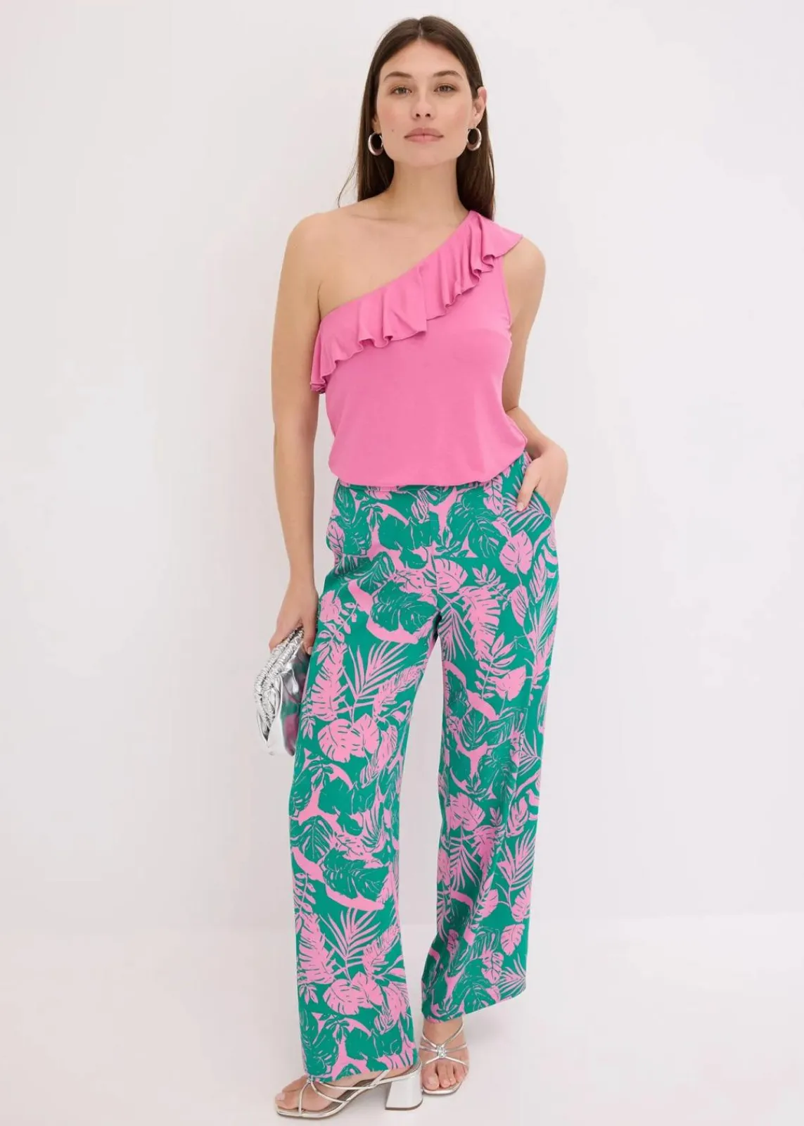 bonprix Shirts & Tops^One-Shoulder-Top mit Volant aus softem Viskose-Mix lilapink