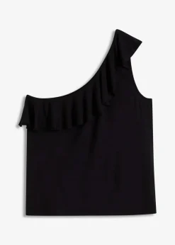 bonprix Shirts & Tops^One-Shoulder-Top mit Volant aus softem Viskose-Mix schwarz