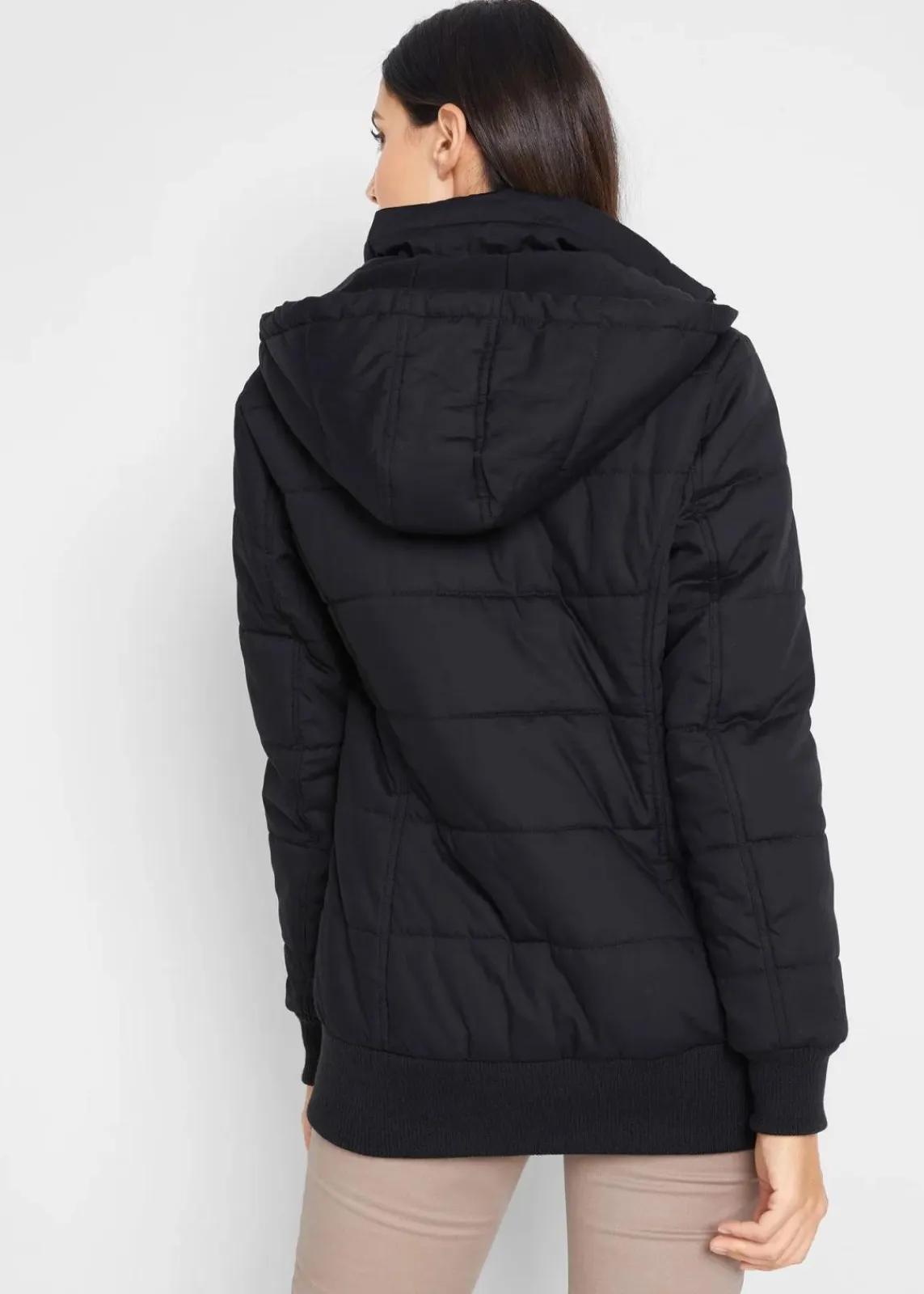 bonprix Bekleidung·Hosen|Jacken & Mäntel^Outdoorjacke mit Lederimitat-Details schwarz