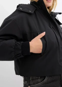 bonprix Bekleidung·Hosen|Jacken & Mäntel^Outdoorjacke, verkürzt, wasserabweisend schwarz