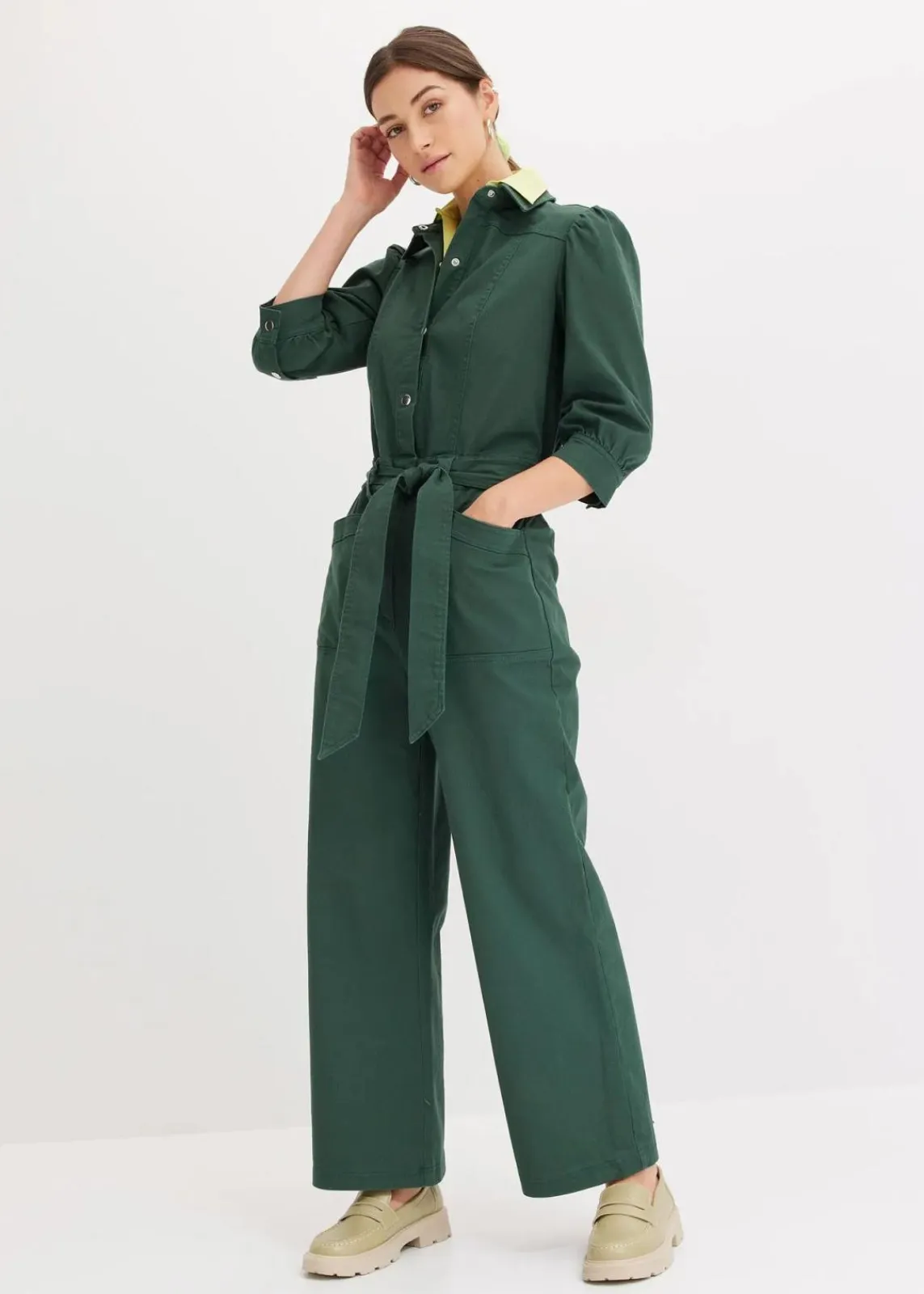 bonprix Bekleidung·Homewear|Jumpsuits^Overall aus Baumwolle schattengrün