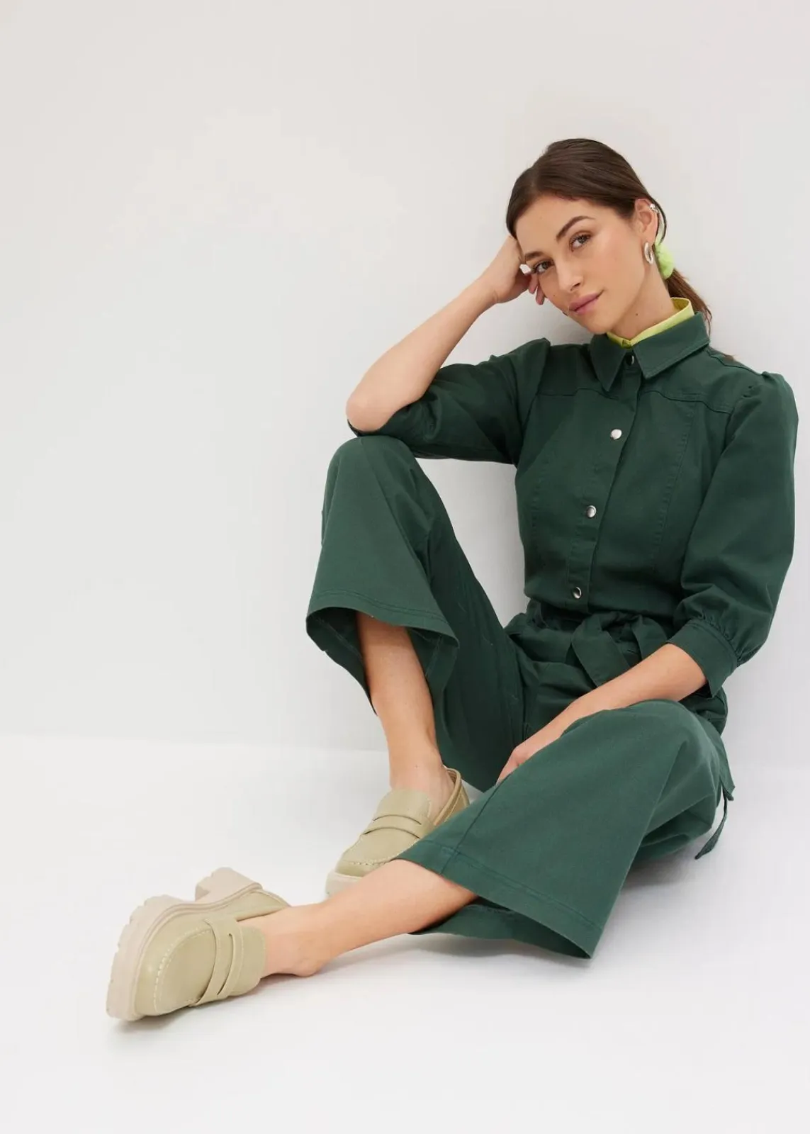 bonprix Bekleidung·Homewear|Jumpsuits^Overall aus Baumwolle schattengrün