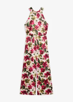 bonprix Bekleidung·Homewear|Festliche Mode^Overall aus glänzendem Satin rot geblümt