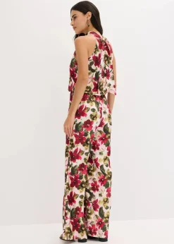 bonprix Bekleidung·Homewear|Festliche Mode^Overall aus glänzendem Satin rot geblümt