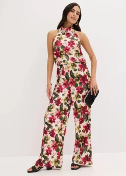 bonprix Bekleidung·Homewear|Festliche Mode^Overall aus glänzendem Satin rot geblümt