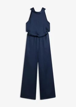 bonprix Bekleidung·Homewear|Festliche Mode^Overall aus strukturiertem Satin dunkelblau