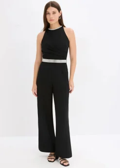 bonprix Bekleidung·Homewear|Festliche Mode^Overall aus strukturiertem Crepe schwarz