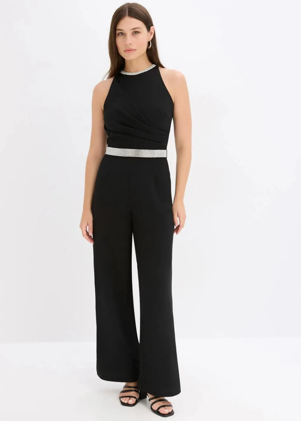 bonprix Bekleidung·Homewear|Festliche Mode^Overall aus strukturiertem Crepe schwarz