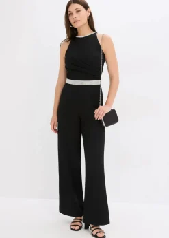 bonprix Bekleidung·Homewear|Festliche Mode^Overall aus strukturiertem Crepe schwarz