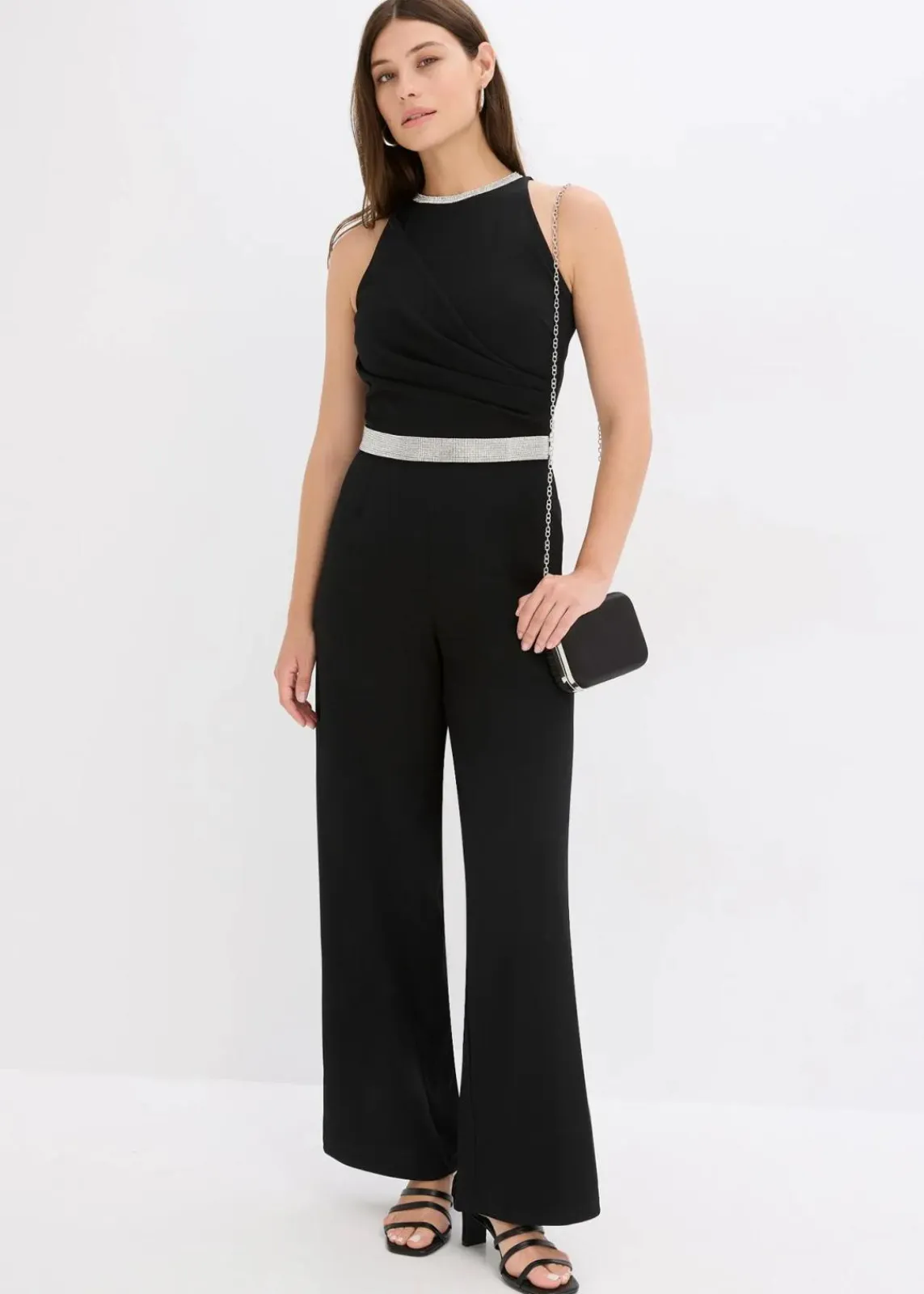 bonprix Bekleidung·Homewear|Festliche Mode^Overall aus strukturiertem Crepe schwarz