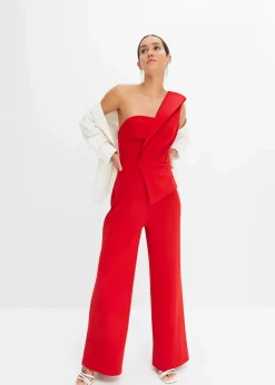 bonprix Bekleidung·Homewear|Festliche Mode^Overall aus strukturiertem Crepe rot