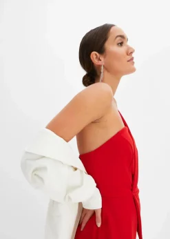 bonprix Bekleidung·Homewear|Festliche Mode^Overall aus strukturiertem Crepe rot
