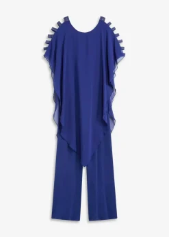 bonprix Kurzgrößen|Bekleidung·Homewear^Overall mit Überwurf aus feinem Chiffon mitternachtsblau