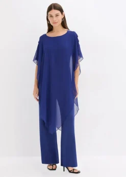 bonprix Kurzgrößen|Bekleidung·Homewear^Overall mit Überwurf aus feinem Chiffon mitternachtsblau