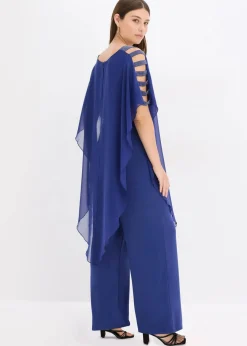 bonprix Kurzgrößen|Bekleidung·Homewear^Overall mit Überwurf aus feinem Chiffon mitternachtsblau