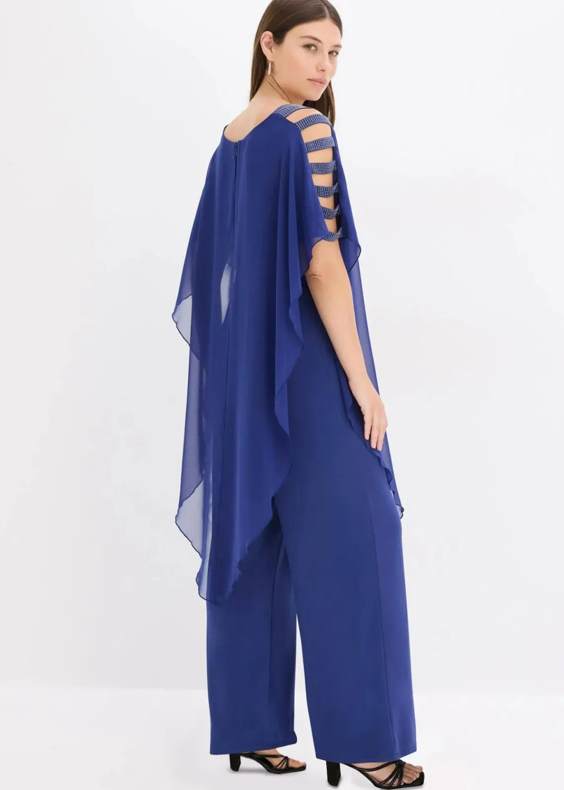 bonprix Kurzgrößen|Bekleidung·Homewear^Overall mit Überwurf aus feinem Chiffon mitternachtsblau
