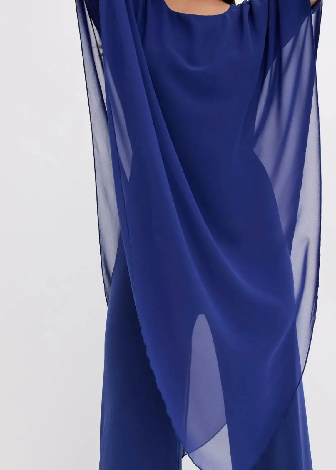 bonprix Kurzgrößen|Bekleidung·Homewear^Overall mit Überwurf aus feinem Chiffon mitternachtsblau