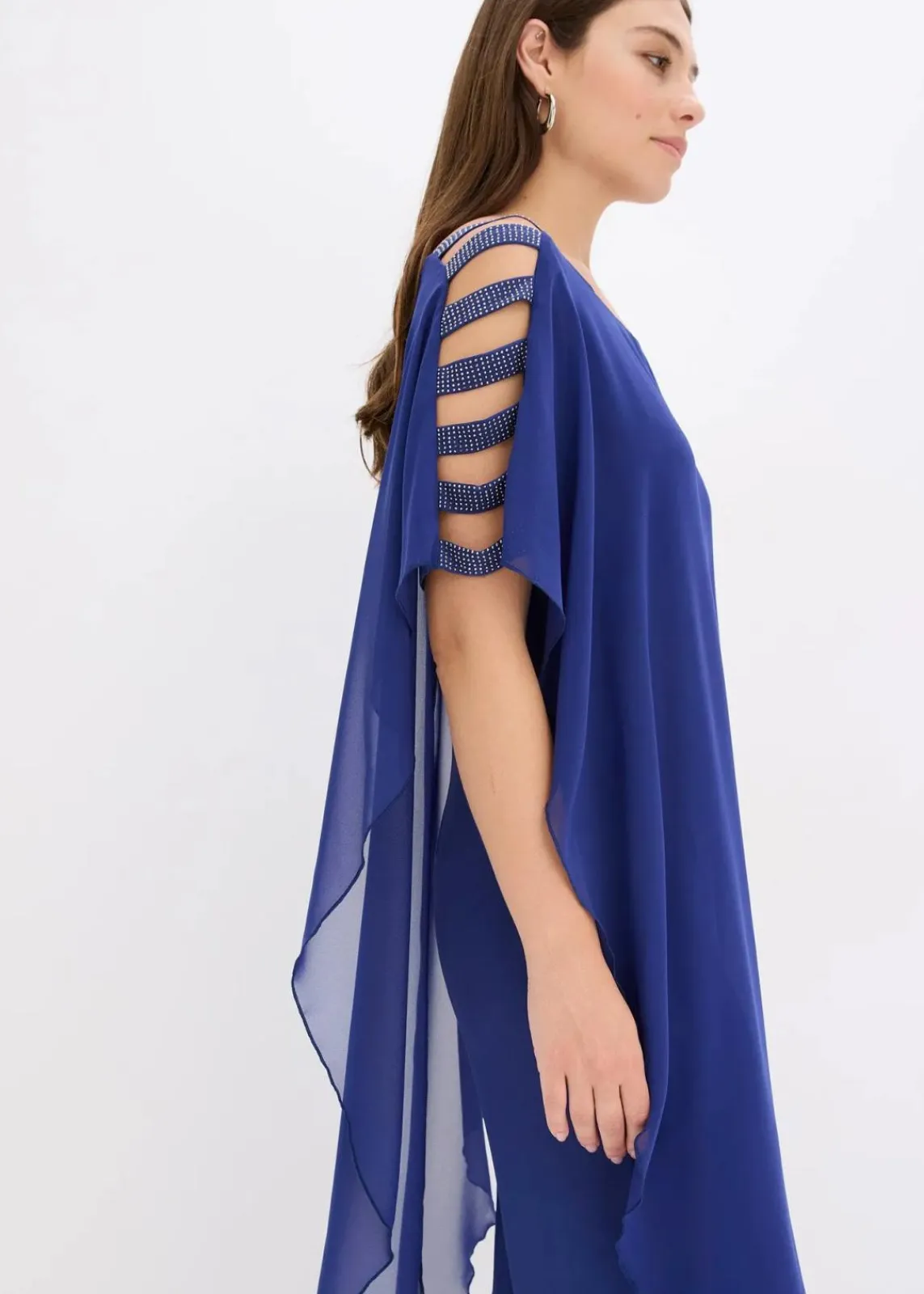 bonprix Kurzgrößen|Bekleidung·Homewear^Overall mit Überwurf aus feinem Chiffon mitternachtsblau