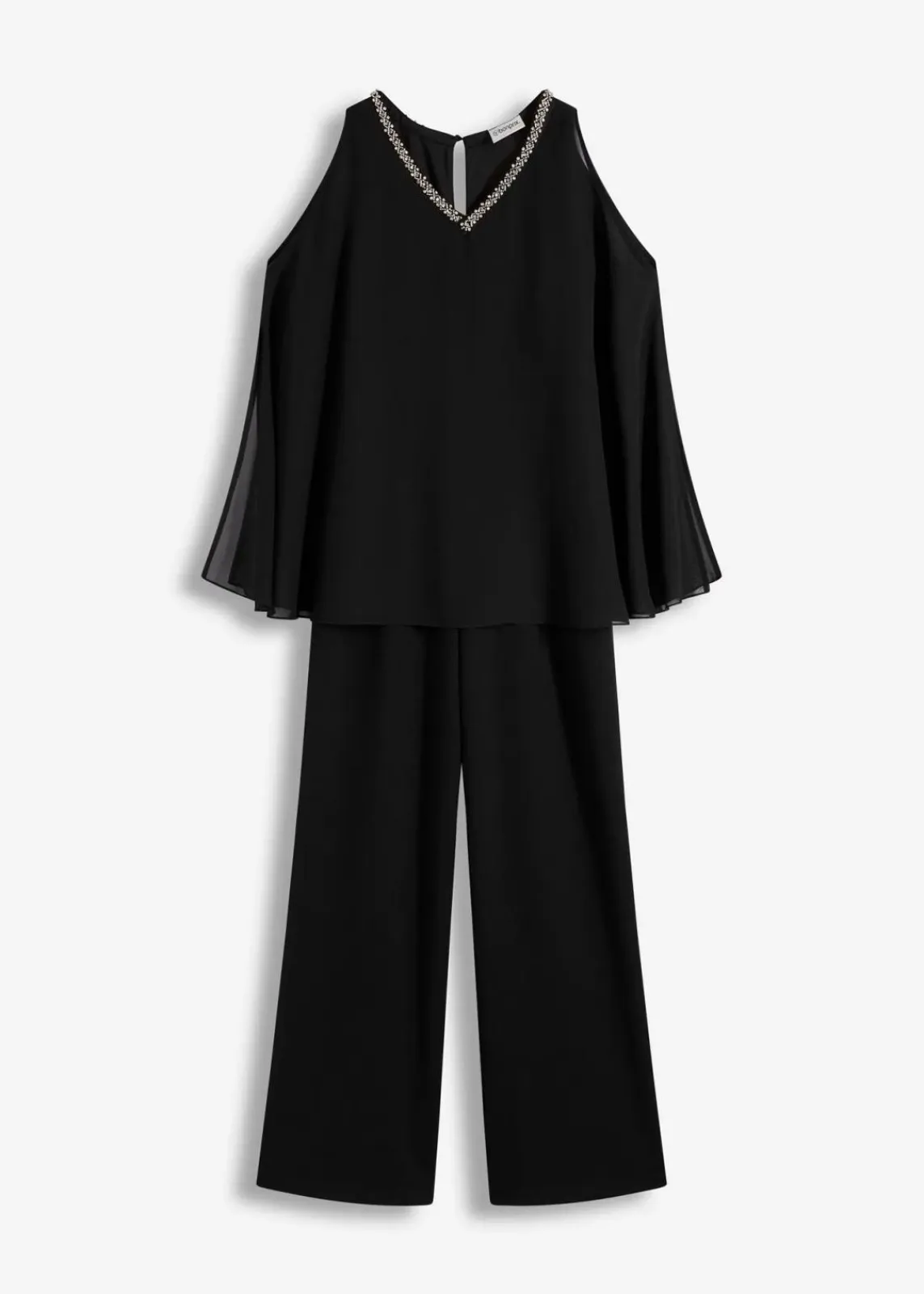 bonprix Festliche Mode|Jumpsuits^Overall mit Überwurf und Strasssteinverzierung schwarz