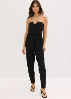 bonprix Festliche Mode|Jumpsuits^Overall mit Bustier-Ausschnitt und Binde-Detail schwarz