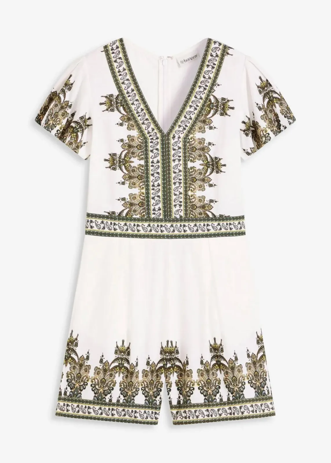 bonprix Jumpsuits^Overall mit Leinenanteil wollweiß/oliv