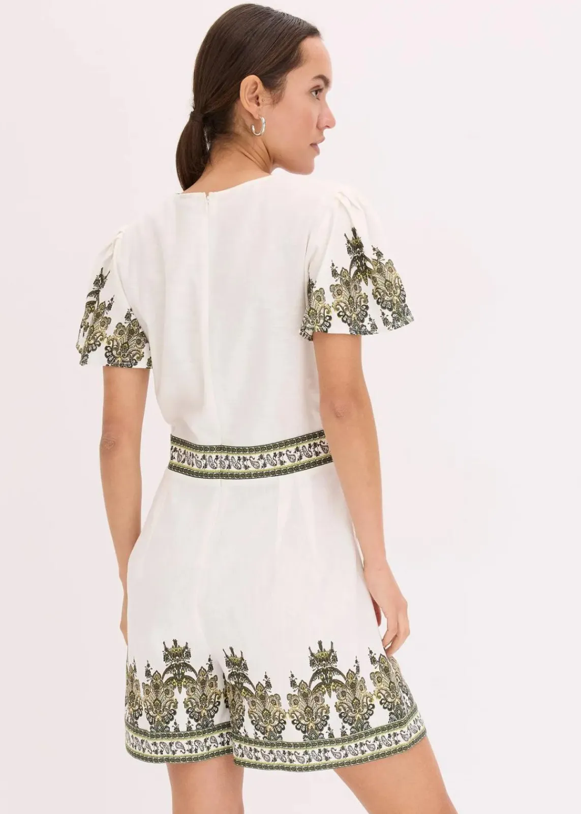 bonprix Jumpsuits^Overall mit Leinenanteil wollweiß/oliv