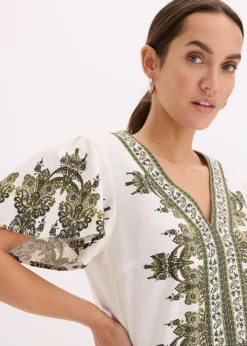 bonprix Jumpsuits^Overall mit Leinenanteil wollweiß/oliv