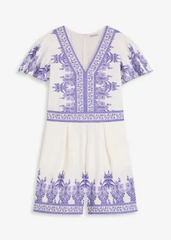 bonprix Jumpsuits^Overall mit Leinenanteil wollweiß/blau