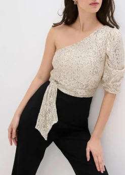 bonprix Bekleidung·Homewear|Jumpsuits^Overall mit Pailletten schwarz / silber