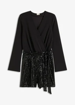 bonprix Kurzgrößen|Jumpsuits^Overall mit Pailletten schwarz